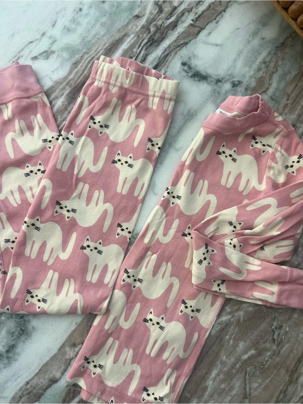 Pink Kid's Cat Print Pajama Set